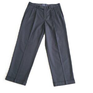 DOCKERS Men's Wool Blend Pleated Black Trouser Dress Pants 34X30